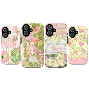 Coquette Fairycore Phone Case – Cottagecore Floral & Butterfly Patchwork Phone Cover for iPhone 11–17 & Galaxy S21–S26 | Cute Y2K Shabby Chic Protective Cover, Whimsical Nature Core – Enchanted Lilac Flower Design, Soft Girl Aesthetic, Vintage Gift