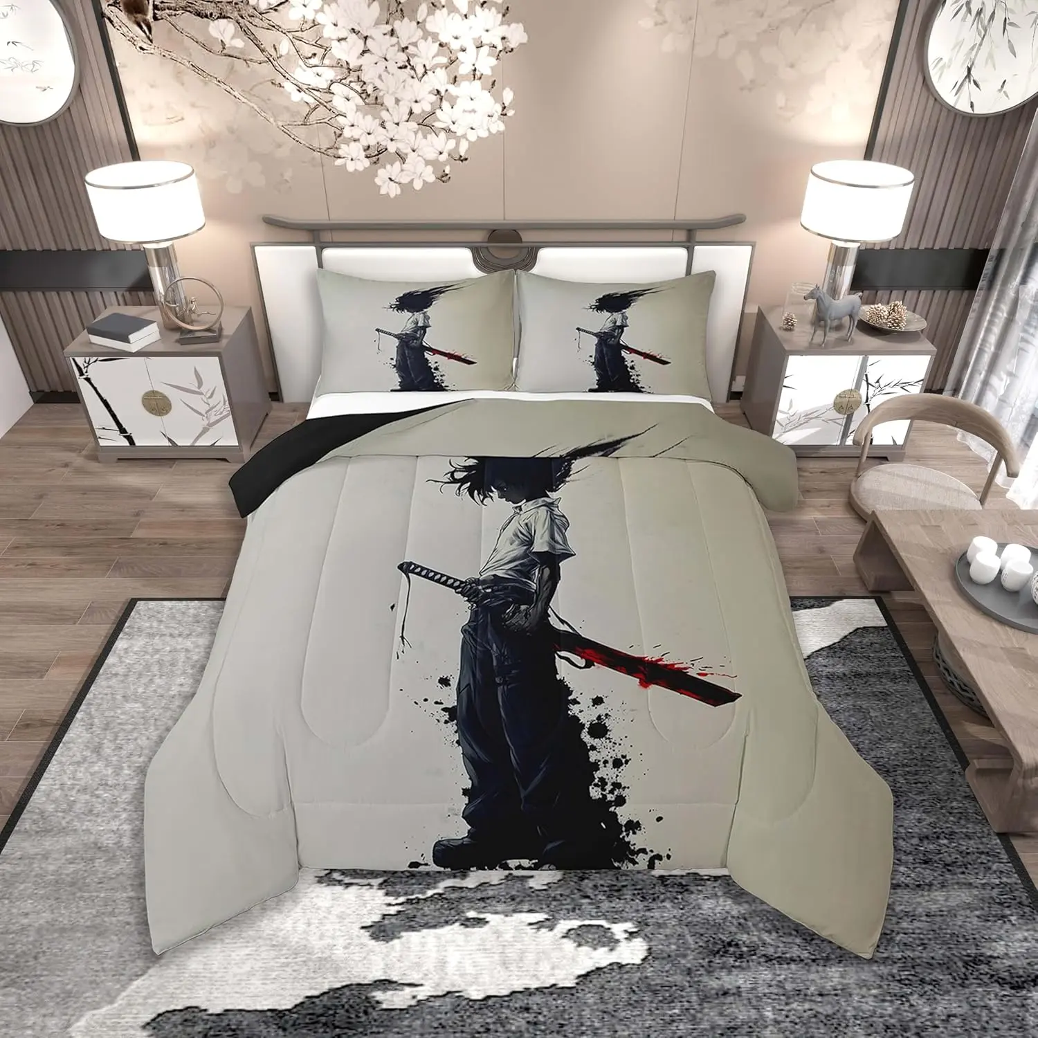 Kids Afro Samurai Comforter Set Anime Bedding Set Japanese Style Duvet Set Quilt Set