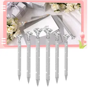 [Tools & Hardware] ASet of 6 Pcs Large Diamond Crystal Rhinestone Pen,Ballpoint Pen,Large Crystal Diamond Pen,Shiny Metal Suitable for Offices and Schools