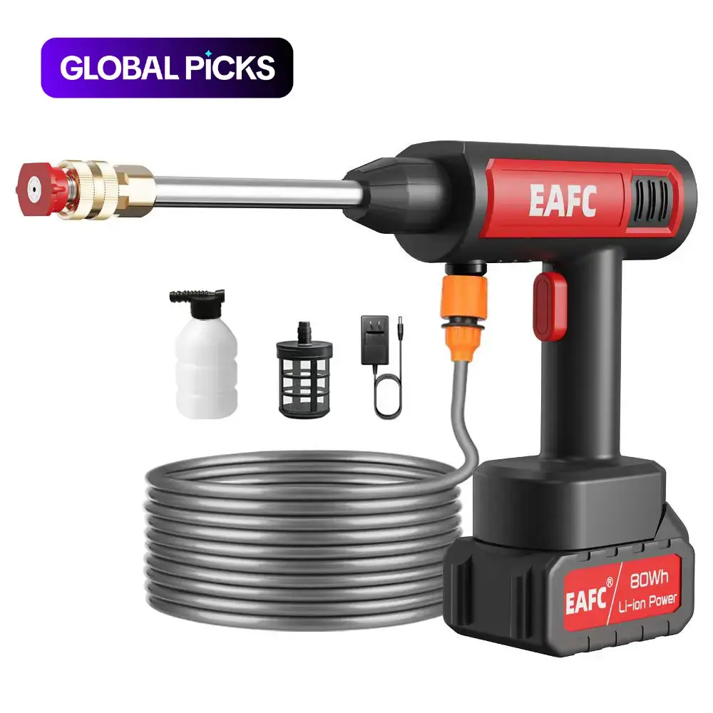 Portable Wireless High-Pressure Car Wash Water Gun, Rechargeable Cordless Handheld Pressure Washer with Accessories, Multifunctional Car Wash Tool, Battery Operated Pressure Washer, Battery Powered Pressure Washer #GLOBAL PICKS