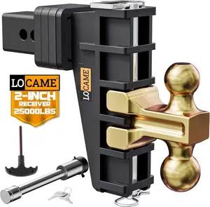 PPOLB  Adjustable Trailer Hitch, Fits 2-Inch Receiver, 6-Inch Drop/Rise Drop Hitch, 25,000 LBS GTW-Tow Hitch for Heavy Duty Truck, Solid Ball Mount, LC0076