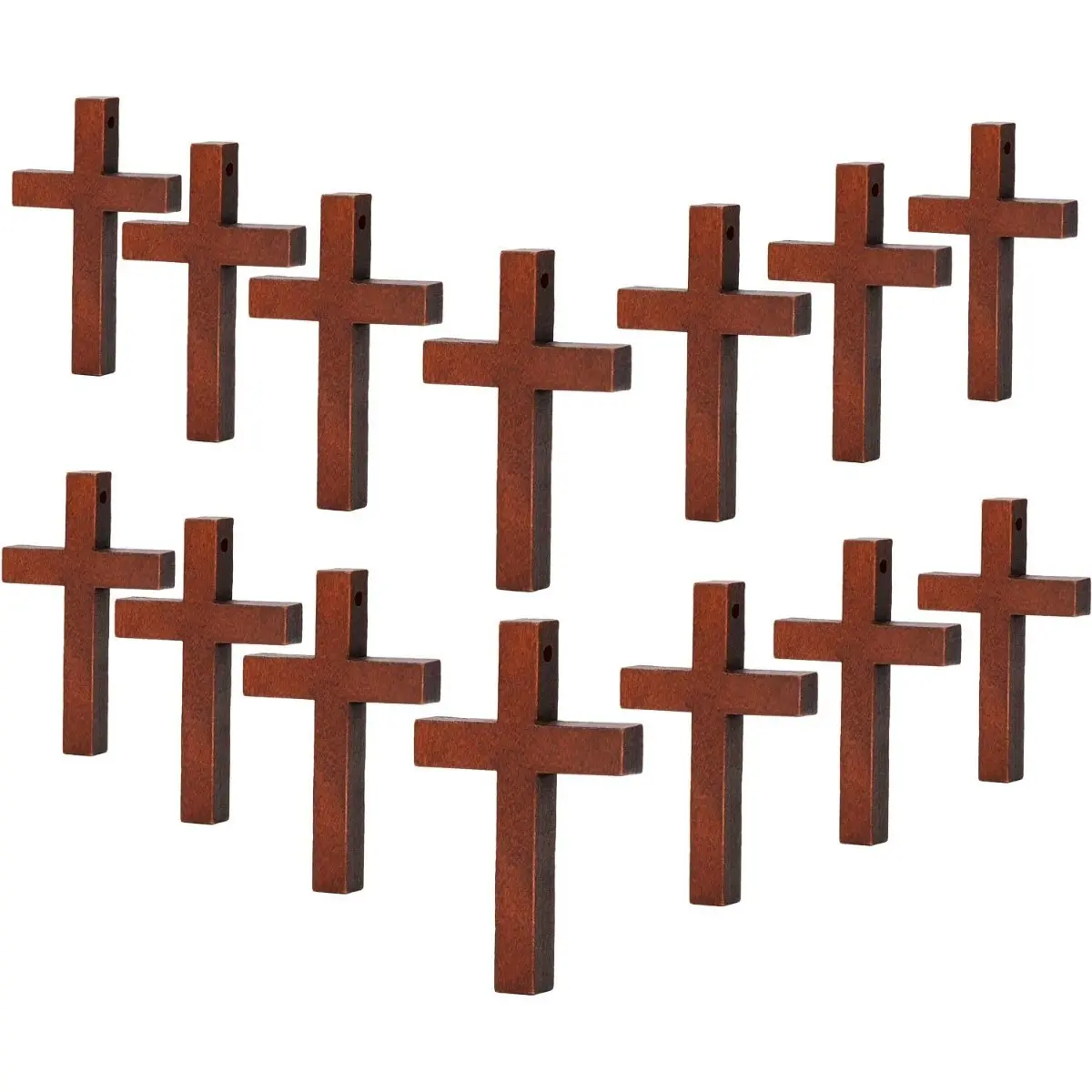 70 pieces of small wooden cross with holes, 4x3cm, DIY craft pendant, suitable for Halloween party decorations