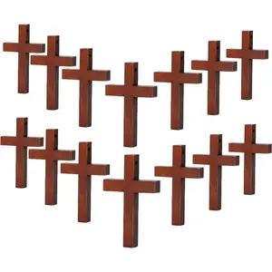 70 pieces of small wooden cross with holes, 4x3cm, DIY craft pendant, suitable for Halloween party decorations
