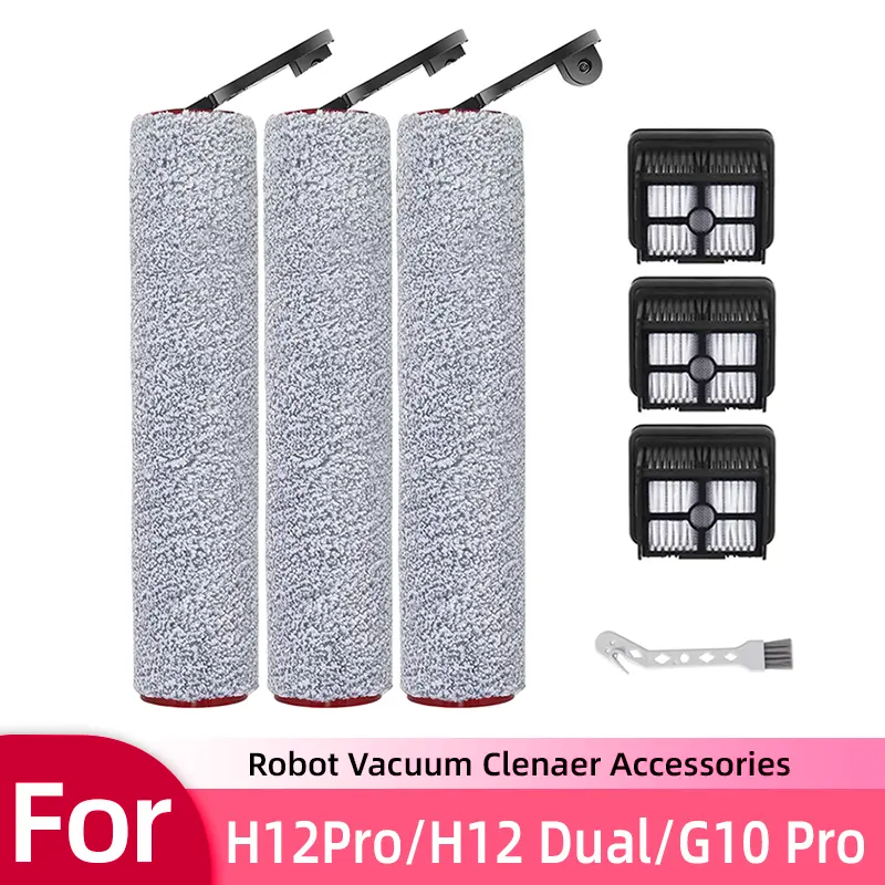 Replacement Parts for Dreame H12 Pro / H12 Dual / G10 Pro Wet Dry Vacuum | NOT for Other Models. ONLY Fits H12 Pro/H12 Dual/G10 Pro. 3 Roller Brushes, 3 Filters & 1 Cleaning Brush