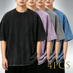 230 g Heavyweight 100% Cotton Vintage T‑Shirt, Washed/Waxed, Drop Shoulder, Loose Oversized Fit