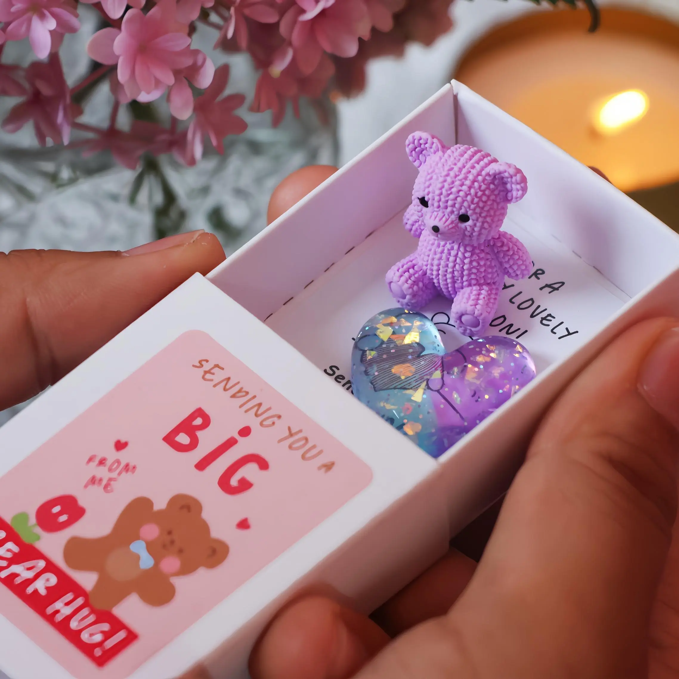 1/4pcs My Teddy Bear Mini Gift Box Set, Resin Heart & Teddy Bears, Encouragement Card Included, Perfect Wedding Christmas Gifts, Birthday Gift Box, Ideal for Gifting