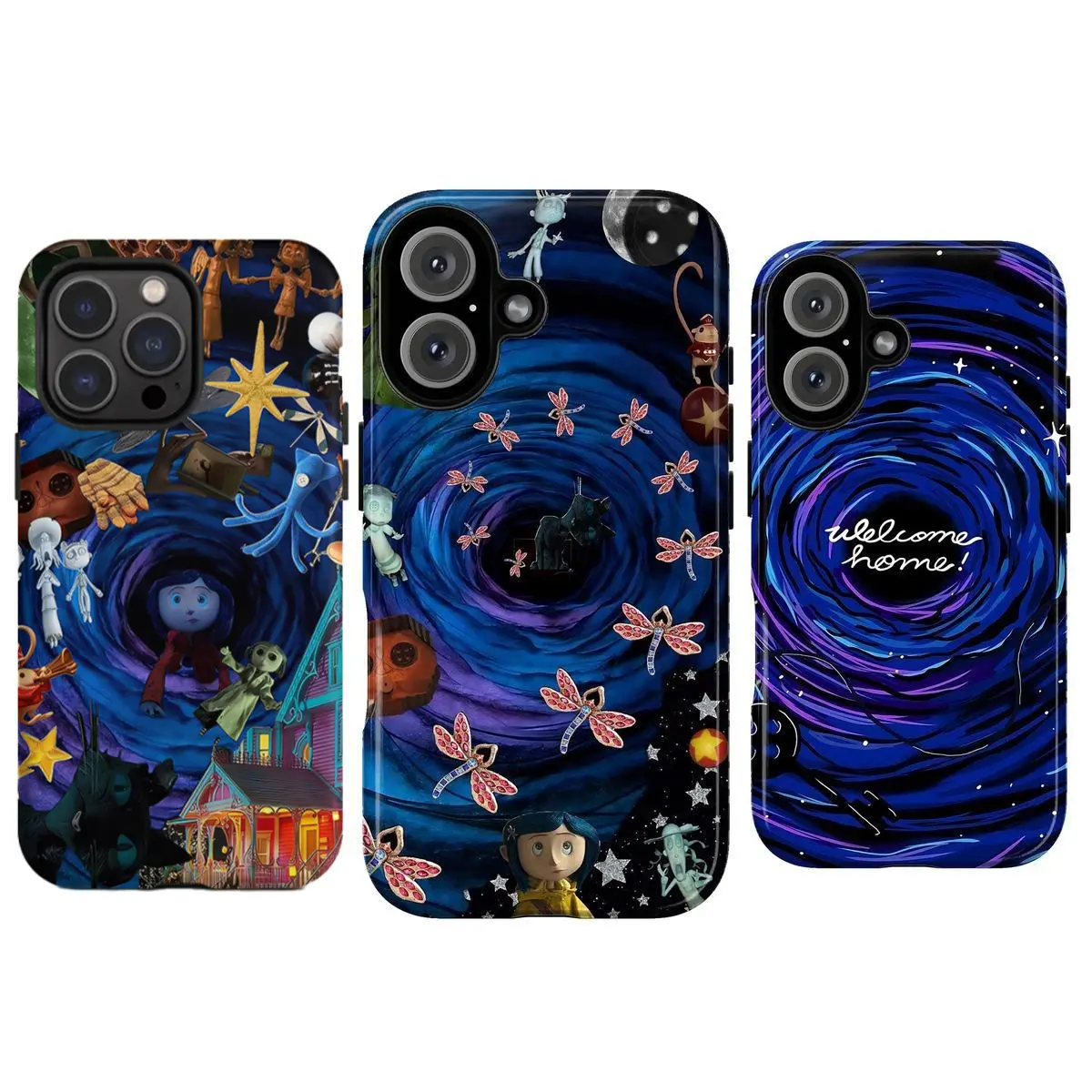 Dark Fantasy Gothic Smartphone Case - Creepy Cute Doll Eyes, Night Sky Design, Shockproof Soft TPU Polycarbonate Anti-Drop Protection Cover for iPhone 17 Pro Max/Air,16 Plus,15-11,XR,XS & Samsung Galaxy S26-S22,A71,A56-A52 Handheld Device Casing Accessory