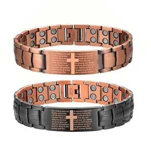 Copper Magnetic Bracelet for Men,99.99% Pure Copper Cross Bracelet with Ultra Strength Magnets Adjustable, Healthy Father's Day Gift,Spannish Ver