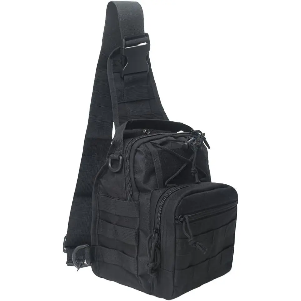 Outdoor tactical backpack, EDC, Molle system shoulder bag, wear-resistant, waterproof, large-capacity crossbody bag, camping, hiking, trekking, fishing, daily carry chest bag, men and women available