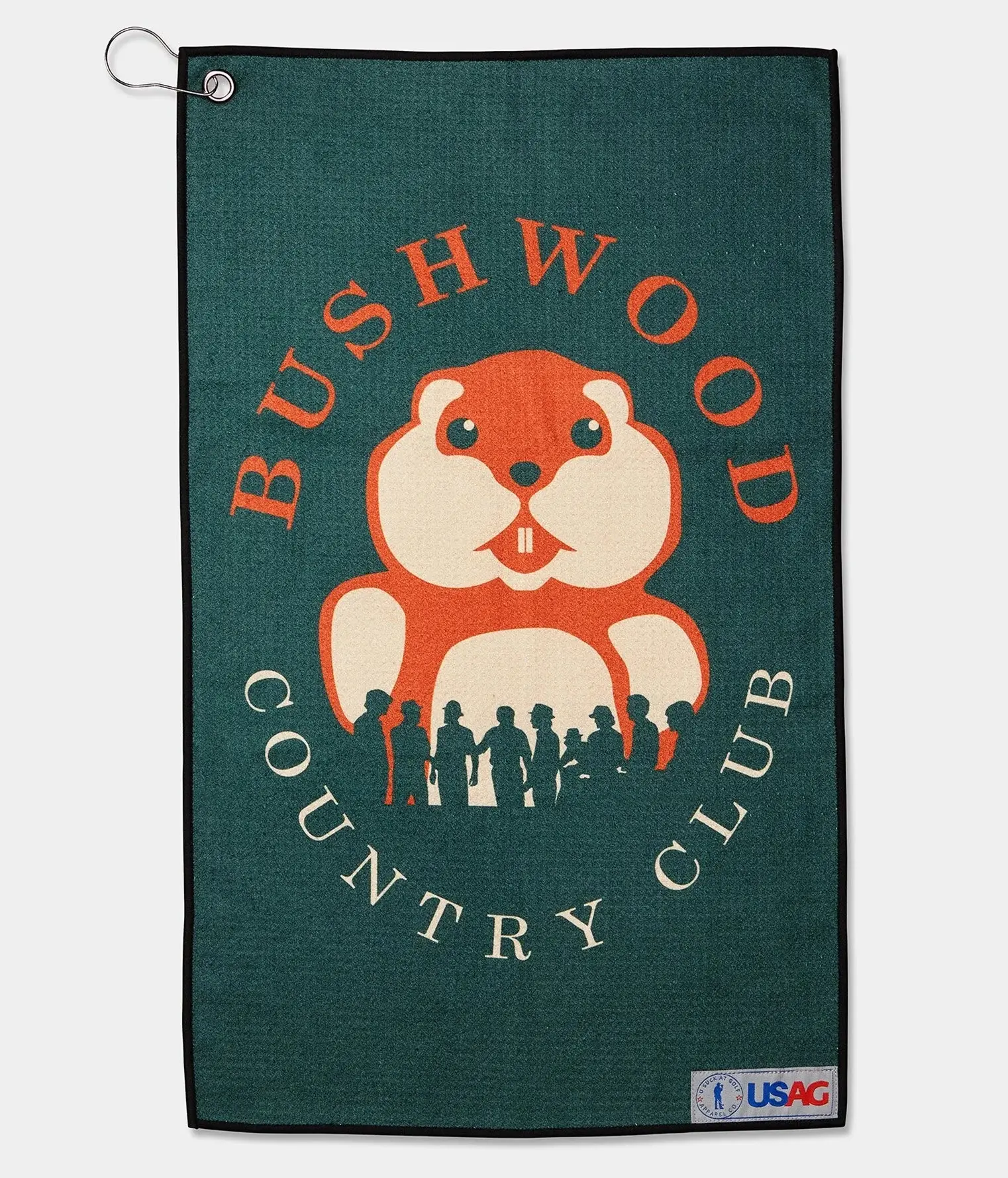 Bushwood CC Printed Golf Towel - Microfiber, Lightweight Waffle Texture, Ultra Absorbent, Quick-Drying 15x25", with Carabiner Clip for Club Cleaning & Golfers