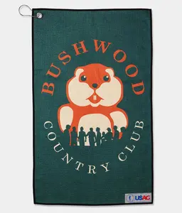 Bushwood CC Golf Towel Microfiber Lightweight Waffle Texture Ultra Absorbent Quick Drying 15 x 25 Inches with Carabiner Clip for Golfers