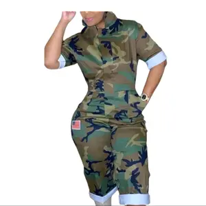trendy camo print one piece jumpsuit Camouflage Womenswear