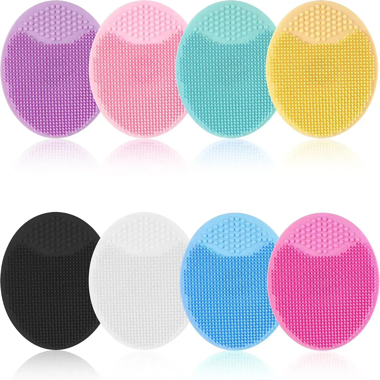 Silicone Face Scrubber Set, 8 Pack, Facial Cleansing Brush, Exfoliator Pads for Deep Pore Cleaning