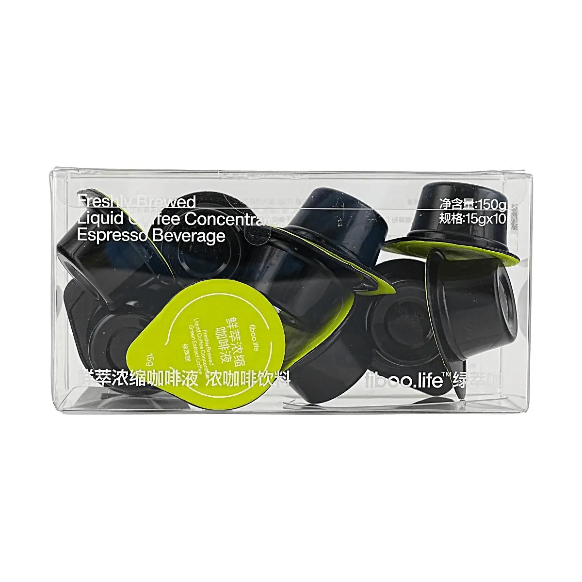 FIBOO Green Extract Concentrated Coffee Liquid 15g x 10 Cups, Instant Coffee Pods for Easy Brewing