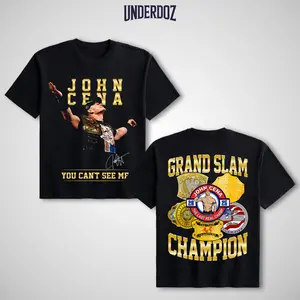 WWE John Cena Champion Short-Sleeve Round Neck Cotton Crewneck T-Shirt - Unisex Casual Fashion Apparel for WWE Fans