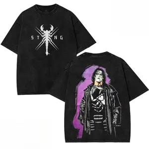 WWE Sting Washed T-Shirt | Vintage Graphic Design | Iconic Wrestling Print | Classic Fan Apparel Cotton Fabric