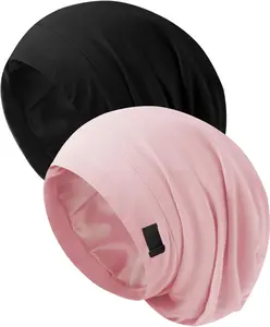 Silk Bonnet for Sleeping Women, Adjustable Silky Satin Lined Sleep Cap, Silk Hair Wrap Slouch Beanie Hat