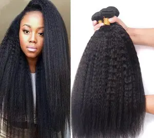 Natural Black Colored Yaki Straight Human Hair Bundle Unprocessed Human Hair