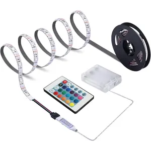 Battery Powered LED Strip Lights, 24-Keys Remote Controlled, DIY Indoor and Outdoor Decoration, 6.56ft Waterproof