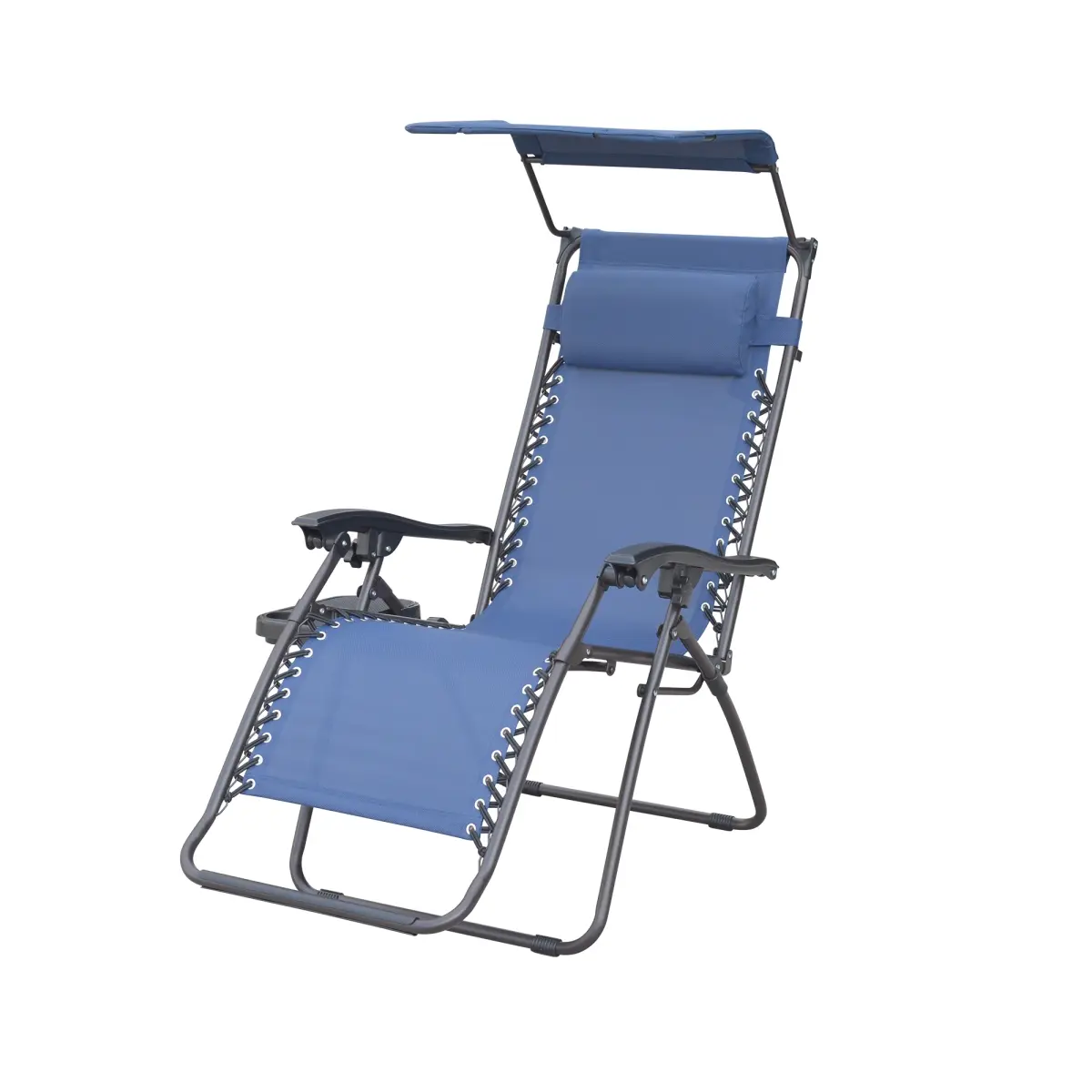 Jeco GCS18 Marina Zero Gravity Chair with Sunshade Pillow & Drink Tray, Navy Blue
