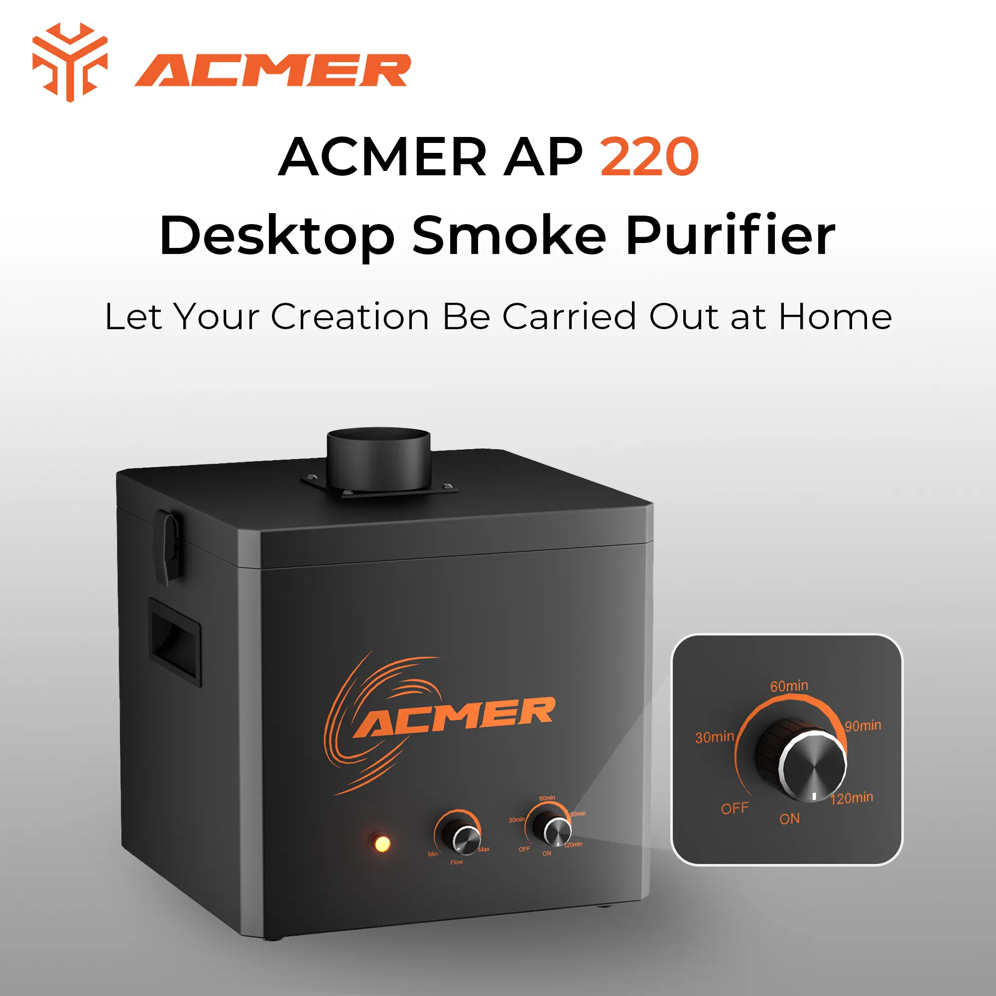 ACMER AP220 Smoke Purifier for Laser Engraving | 3-Stage HEPA Filtration | Removes 99.97% Smoke & Odor | Timer Control 0–120min | Low Noise Desktop Air Filter