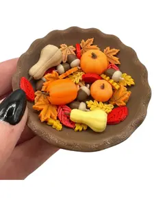 Mini 3D Printed Autumn Harvest Bounty Fidget Dish with Fillers- leaves, pumpkins, gourds, acorns, fall decor, Halloween, Thanksgiving, ASMR Decorative Seasonal Gift