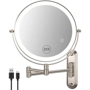 Wall mounted makeup mirror 1x20x magnifying mirror with 85 double sided vanity makeup mirror for bathroom brushed nickel