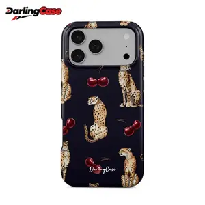 DarlingCase Leopard & Cherry Print Phone Case, Bold Wild Animal & Fruit Design, Shockproof Protective Cover for iPhone 17 Pro Max, 16 Pro, 15, 14, 13, 12