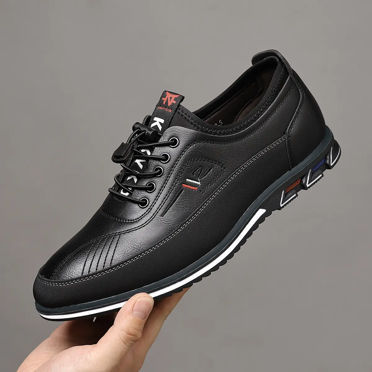 Men's Casual Leather Footwear, New Autumn Korean Trendy Lace-Up Breathable Low-Top Shoes, Brown/Black Soft-Soled Versatile Shoes for 20-60 Years Old Suitable for Multiple Occasions, Walking Shoes