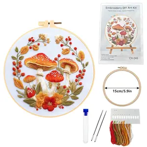 Halloween Embroidery Kit for Beginners, Elegant Cross Stitch Set with Embroidery Design, Printed Cotton Fabric, Thread, Needle, DIY Craft Supplies, Needle Crafts Kit, Handicraft