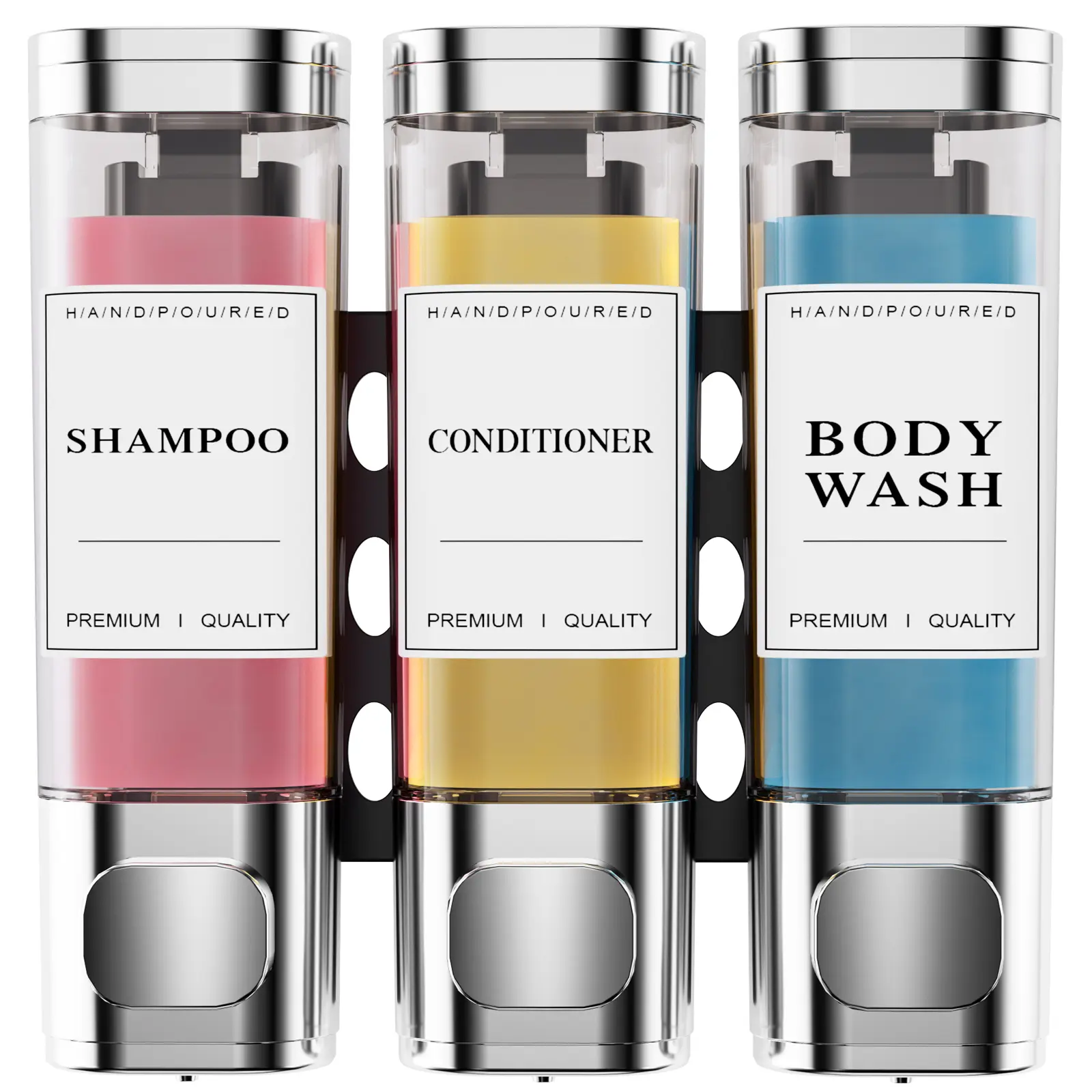 YECAYE Shampoo and Conditioner Dispenser,Shower Dispenser 3 Chamber No Drill Wall-Mounted for Shower Wall Mounted Shower Soap Dispenser,  Bathroom Hotel 3 * 300ml Bottles Organiser Bottles