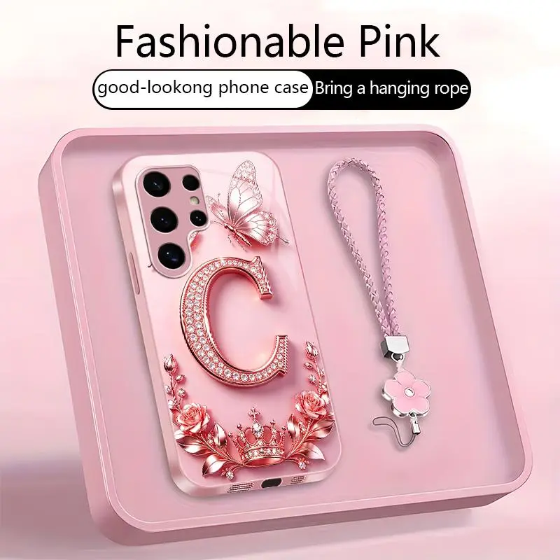 Suitable for [Galaxy S24 Ultra ] High-end, stylish letter-patterned phone case, 2D printed pattern, not 3D,full-coverage protection, free lanyard included,Purchase now and enjoy free shipping immediately！YM99