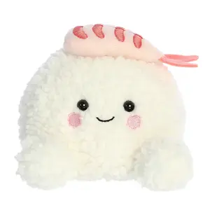Palm Pals Adorable Ebi Shrimp Sushi 5 inch White Mini Soft Plush Collectable Stuffed Animal