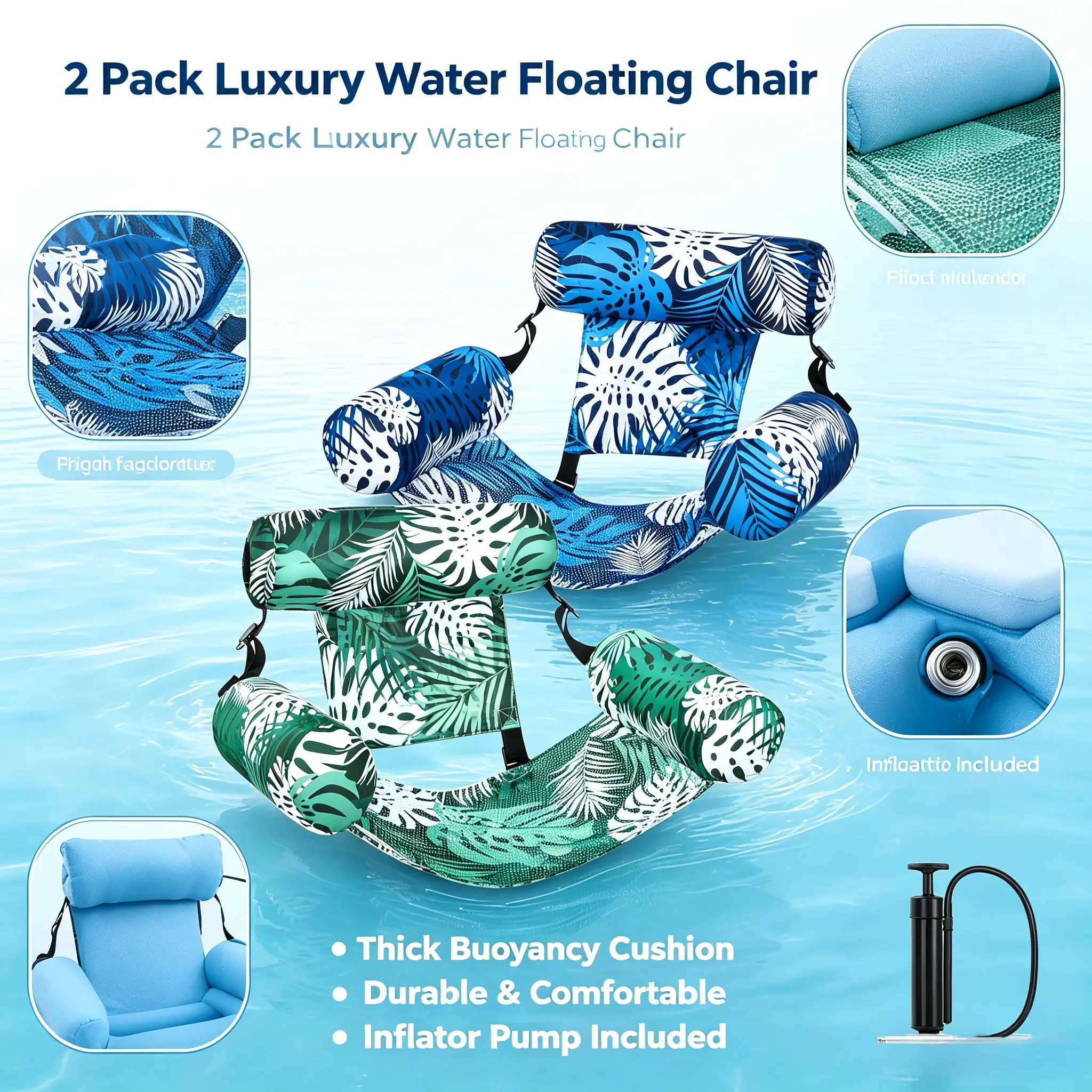 Inflatable Pool Float for Adults - Heavy-duty Inflatable Lounger and Pool Float in Pink and Blue, Suitable for Pools, Lakes, Beaches, Backyard Parties, and Other Venues, for Ultimate Water Fun lounge chair noodle swim ring