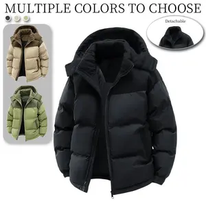Autumn Winter Men's Colorblock Cotton Jacket with Detachable Hood Warm Windproof Cold-Resistant Overcoat Loose Fit Unisex Versatile Top Multiple Colors Black Casual Beige Stylish winter outfits western outfits quilted jacket