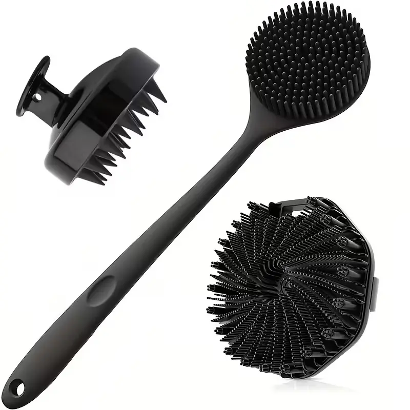Silicone Bath Brush Set, Eco-Friendly Cleansing Tools with Soft Bristles, Non-Slip Durable Lightweight Body Scrubber, Exfoliating Sponge for African Sensitive Skin (Home Bathroom Use)