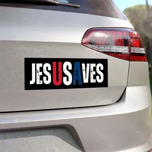 Jesus Saves Car Magnet, Patriotic Christian Magnet, USA Flag Bumper Sticker, Religious Auto Decal, Faith and Freedom Magnet, Red White Blue Car Magnet, Christian USA Sticker, Jesus Faith Car Decor