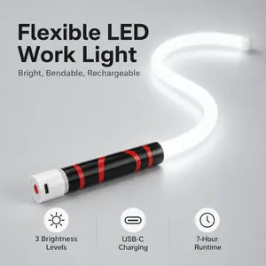 Magnetic Rechargeable LED Work Light, 27 Inch Bendable Flashlight Stick for Car Repair, Garage, Mechanic, Camping, Off-Road & Emergency Use