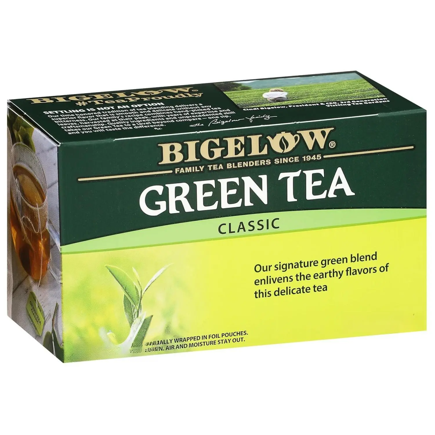 Bigelow Classic Green Tea – 20 Count (1 Box of 20 Bags) | Smooth & Delicate Caffeinated Green Tea