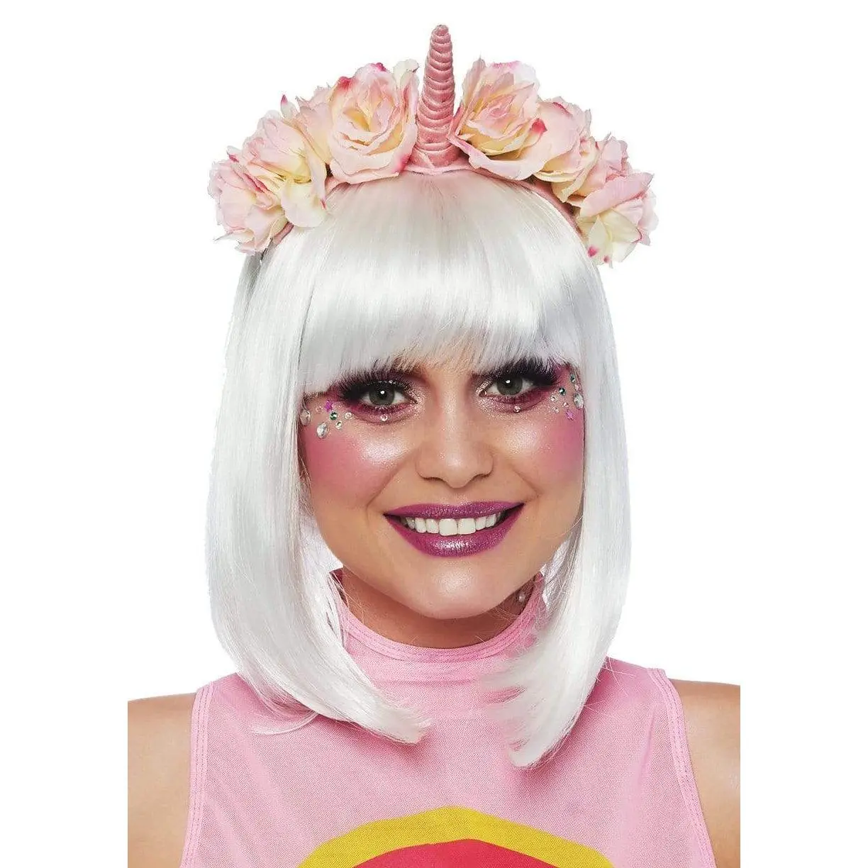 Pastel Velvet Unicorn Headband with Spiral Horn, Comfortable Ombré Floral Hair Accessories for Halloween Cosplay or Party Wear, Headpiece, Adjustable Headgear Headbands, Cute, Flowers, Kawaii, Polyester, Casual, One Size
