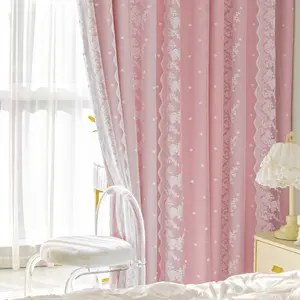 Double Layer Lace Curtain Set, Light Blocking Insulation Noise Reduction, Decorative for Kids Room Bedroom Living Room Study
