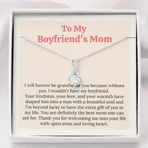 To My Boyfriend's Mom Gift - Custom Message Card with Luxury Jewelry Necklace, Mother's Day Gift for Boyfriend's Mom, Personalized Anniversary Gift
