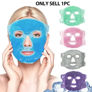 1pc Full Face Gel Bead Facial Mask, Beauty Face Mask, Full Face Coverage, Dual Use Hot Cold Compress Mask with Adjustable Strap for Home Use and SPA Relaxation, Cooling Ice Mask for Face and Eyes, Full Face Cooling and Hot Mask for Skin Comfort