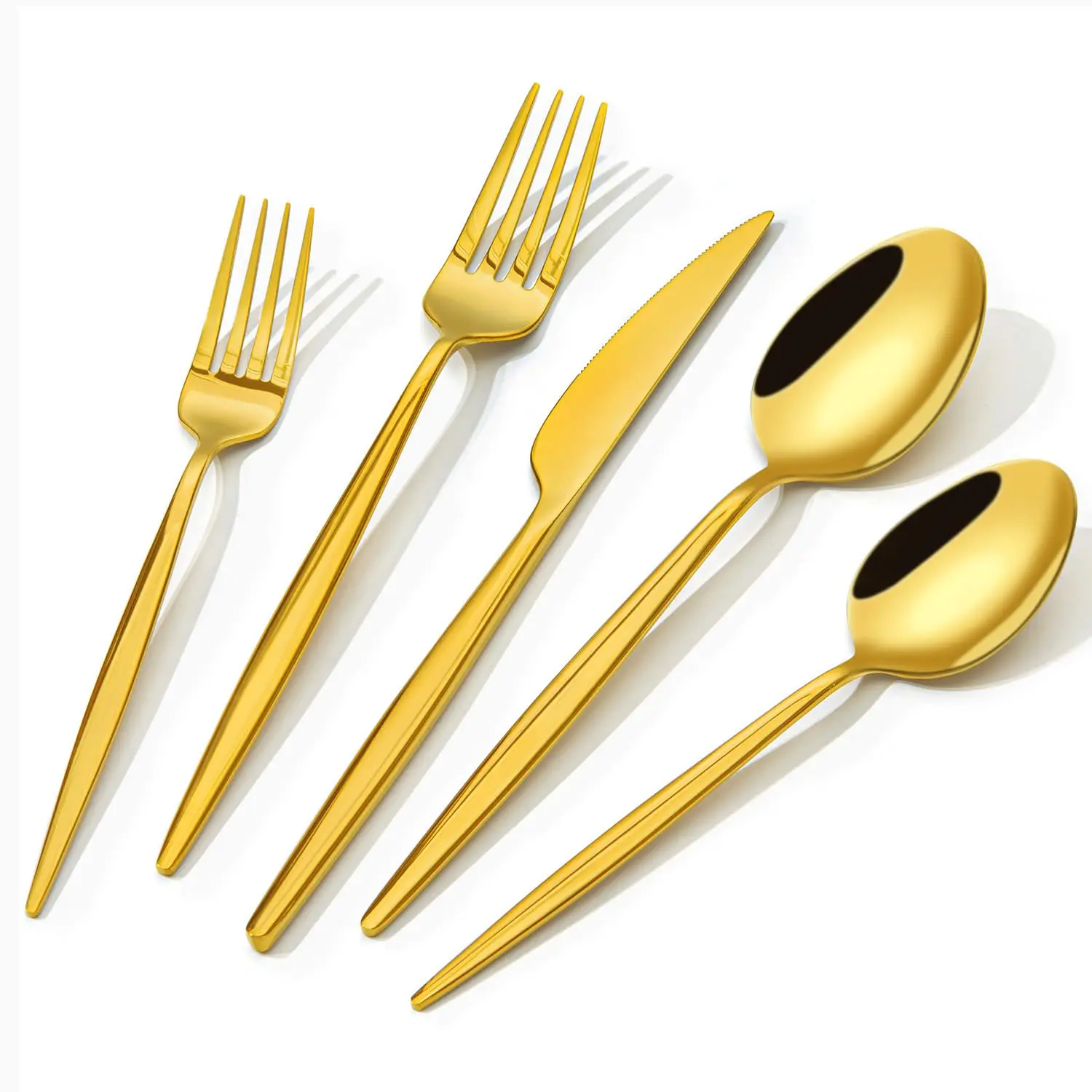 Gold Silverware Set for 8, 40 PCS Heavy Duty Stainless Steel Flatware Utensils Cutlery Set Including Steak Knife Fork and Spoon, Dishwasher Safe, Gift Package for Wedding Housewarming