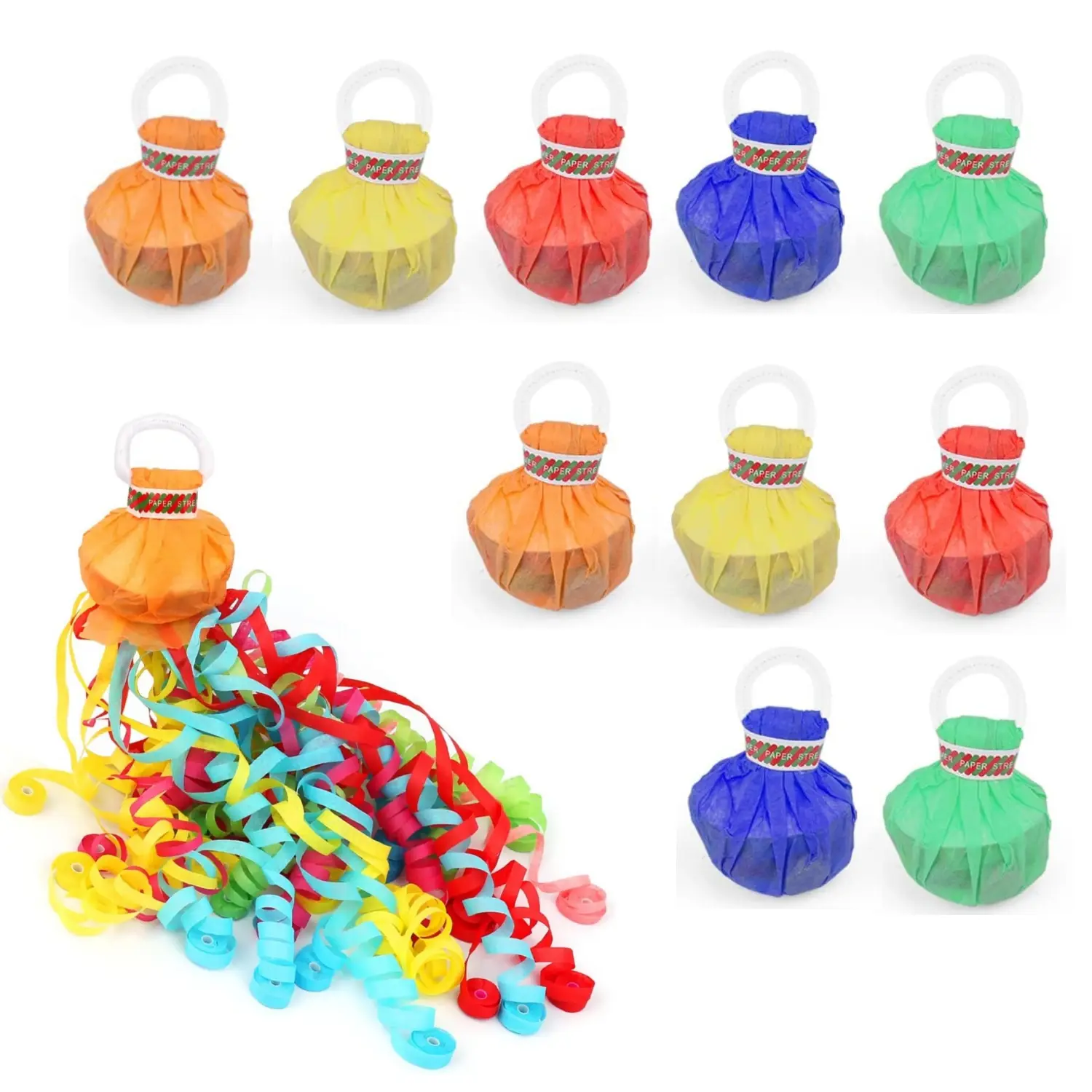 10PCS No Mess Streamers, Color Mix Hand Throw Streamers Poppers, No Mess Confetti Poppers for Wedding, Birthday, Party Celebrations, Graduation, Party Favors Shows