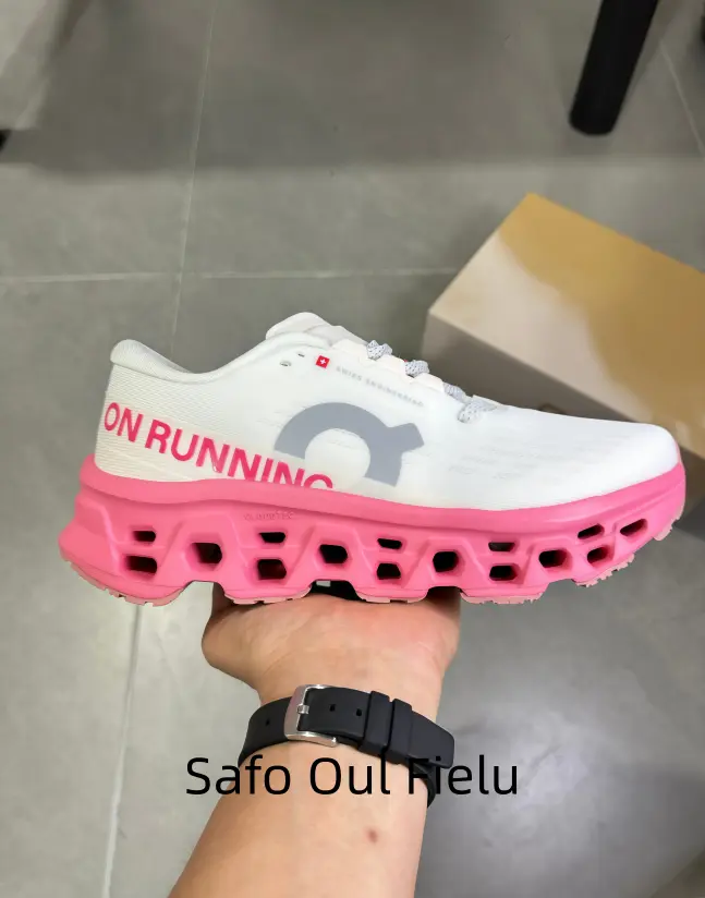 White & Hot Pink – Ultra-Lightweight Cushioned Sneakers with Hollowed-Out CloudTec Sole for Men & Women, Perfect for Marathon Training, Daily Jogging, or Urban Commute