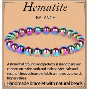 Handmade Natural Gemstone Stretch Elastic Bracelet Healing Crystal Round Stone Beads Jewelry Gifts for Women Men