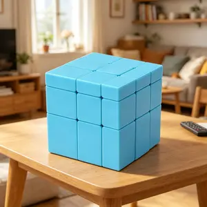 Blue 3x3 Stickerless Mirror Speed Cube, Irregular Deformed Magic Cube, Smooth Turning Brain Teaser Puzzle Toy, Educational Game for Kids & Adults
