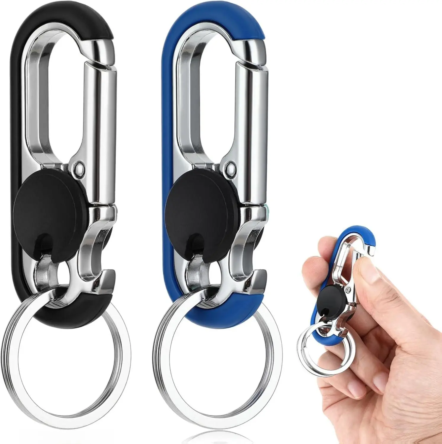 2pcs Keychains for Men, Anti-Loss Key Rings for Car Keys, Heavy Duty Key Ring with Double Keyrings, Keychain for Car Keys Personalized Car Keychain for Unisex Double Ring Design