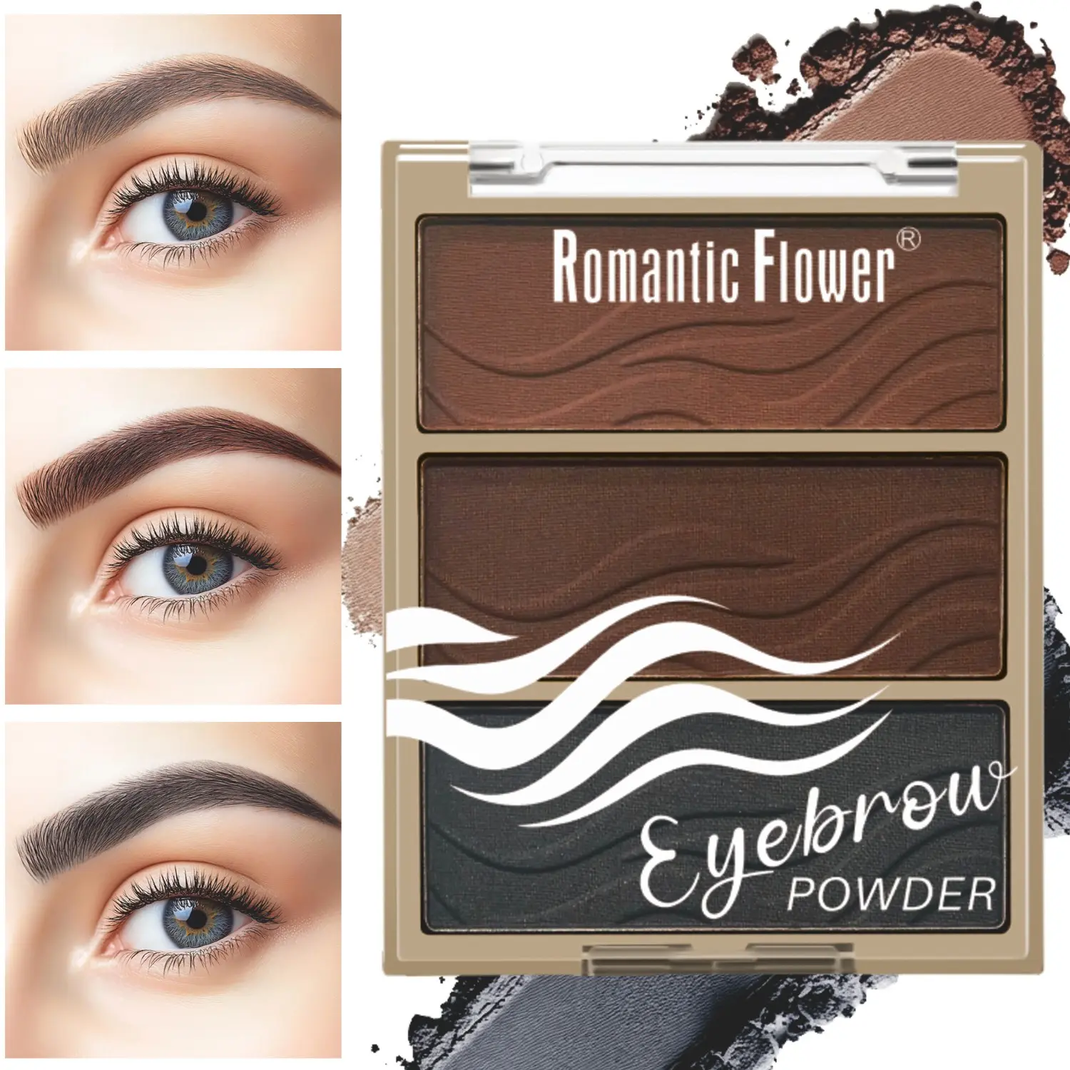 3 Shades  Eyebrow Powder, Makeup Natural Color Waterproof Sweat Proof  Portable Fine Powder Eyebrow Palette Powder Brows, Eyebrow Makeup Products